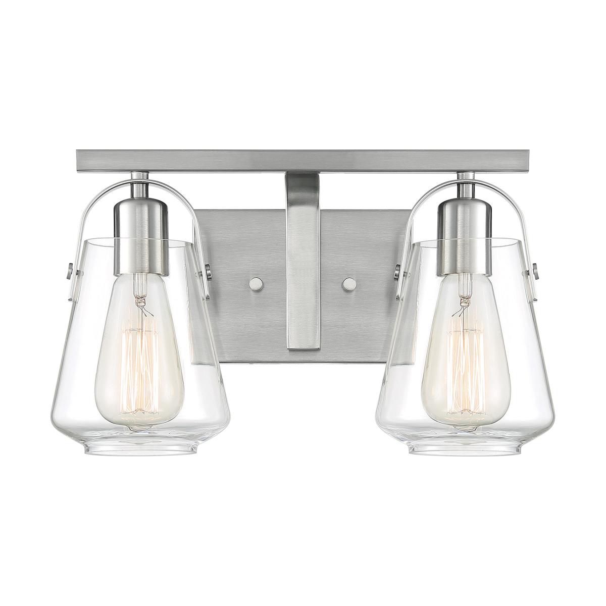 Image 2 Skybridge; 2 Light; Vanity Fixture; Brushed Nickel Finish with Clear Glass more views