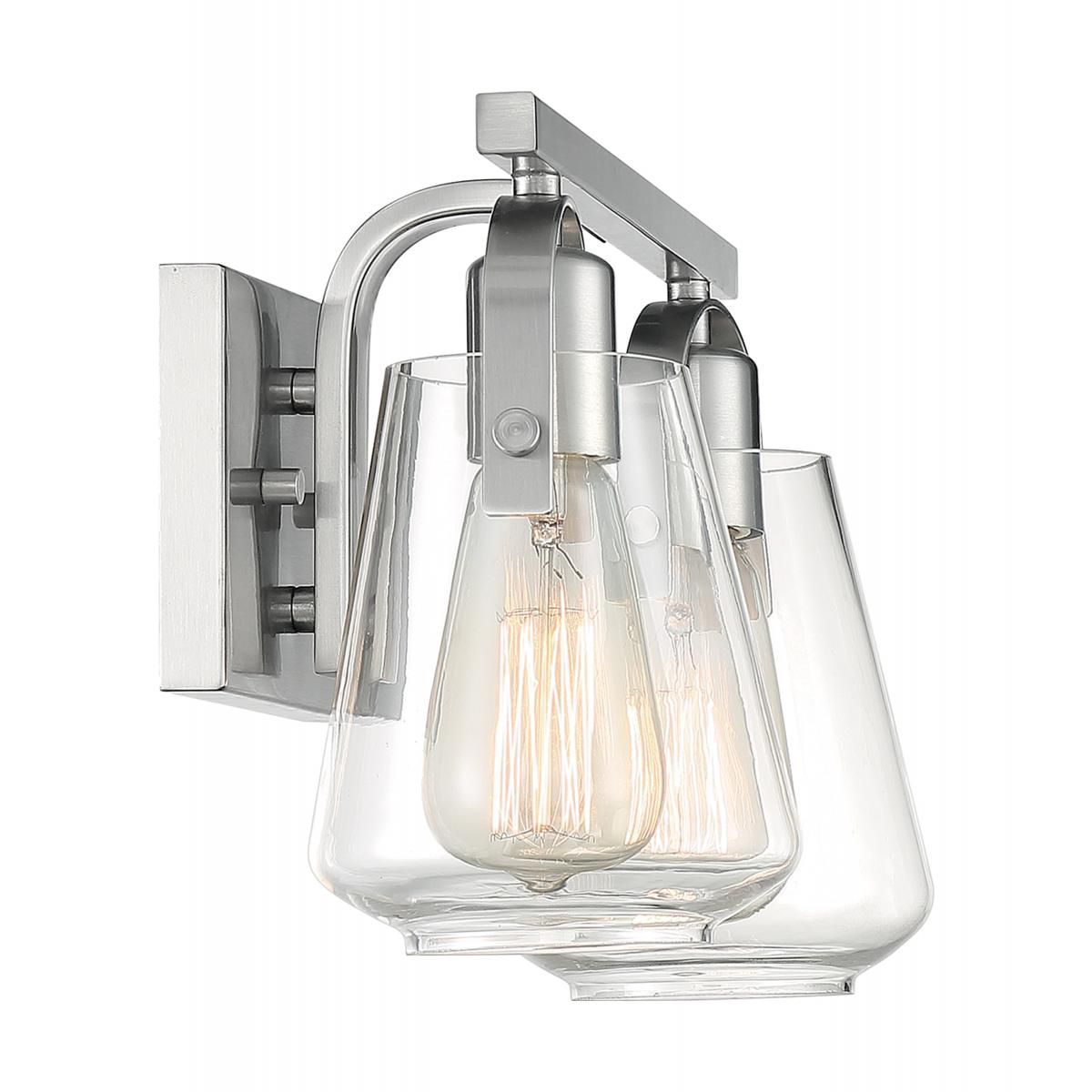 Image 3 Skybridge; 2 Light; Vanity Fixture; Brushed Nickel Finish with Clear Glass more views