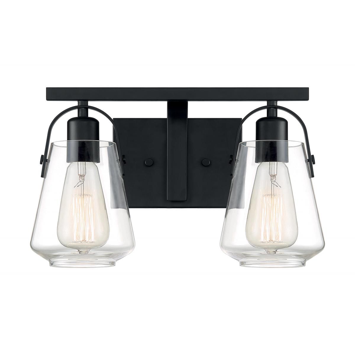 Image 2 Skybridge; 2 Light; Vanity Fixture; Matte Black Finish with Clear Glass more views