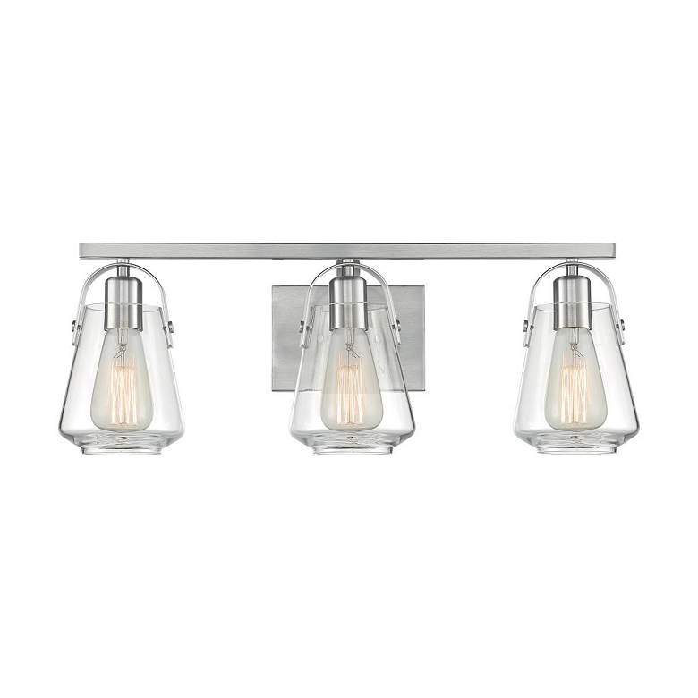Image 2 Skybridge; 3 Light; Vanity Fixture; Brushed Nickel Finish with Clear Glass more views
