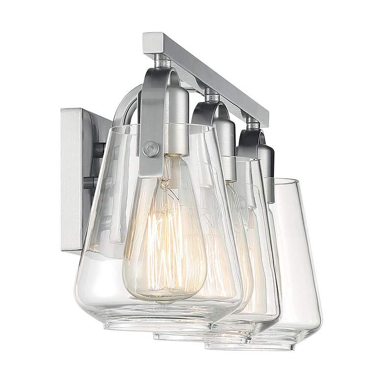 Image 3 Skybridge; 3 Light; Vanity Fixture; Brushed Nickel Finish with Clear Glass more views