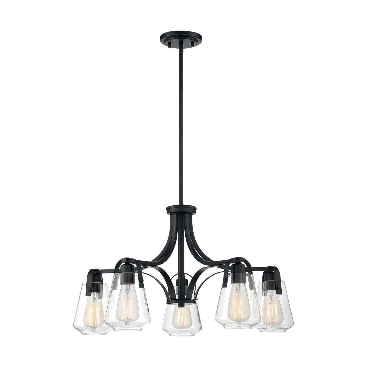 Image 2 Skybridge; 5 Light; Chandelier Fixture; Matte Black Finish with Clear Glass more views