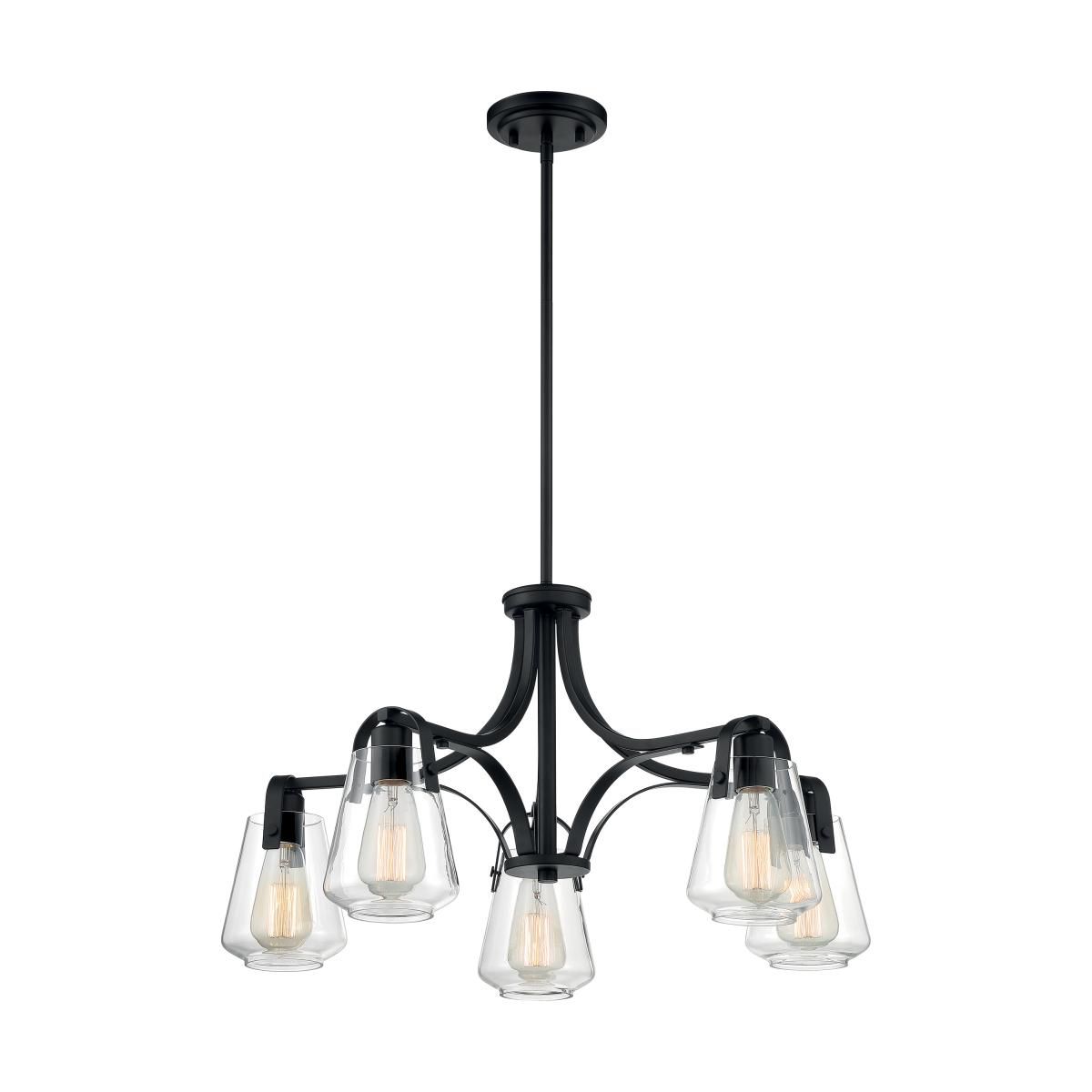 Image 3 Skybridge; 5 Light; Chandelier Fixture; Matte Black Finish with Clear Glass more views