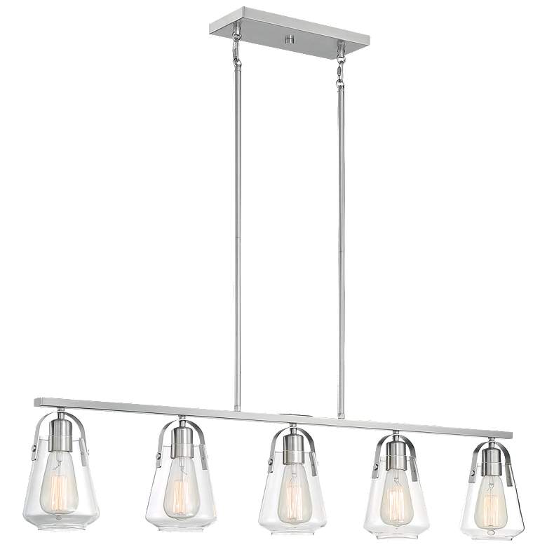 Image 1 Skybridge; 5 Light; Island Pendant Fixture; Brushed Nickel Finish