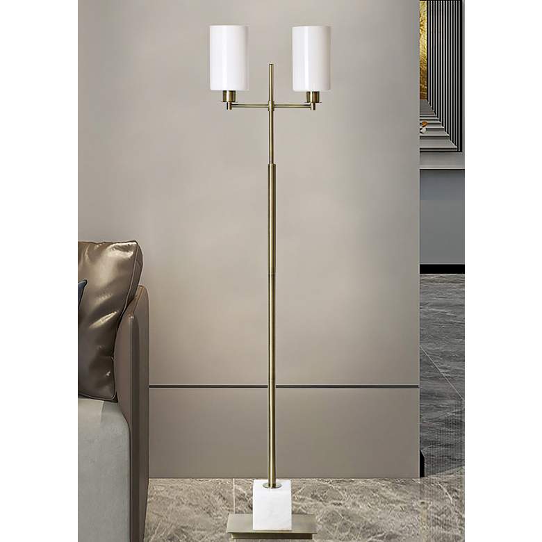 Image 1 Skydrop Brass Metal 2-Light Floor Lamp