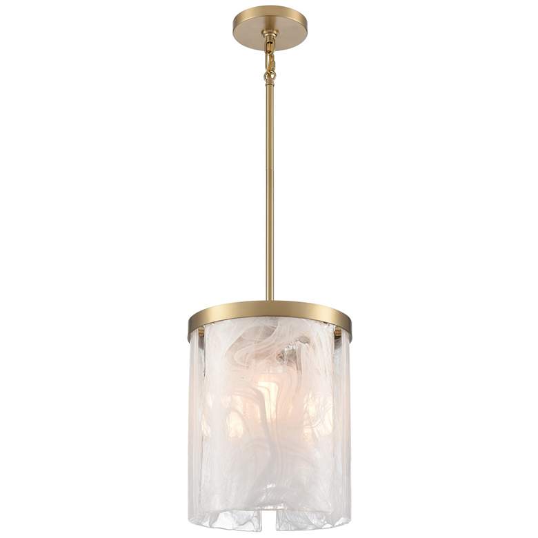 Image 1 Skye 10" Wide 3-Light Brushed Brass Pendant w/ Wispy White Shade