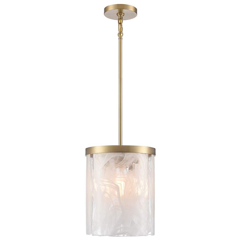Image 2 Skye 10" Wide 3-Light Brushed Brass Pendant w/ Wispy White Shade more views
