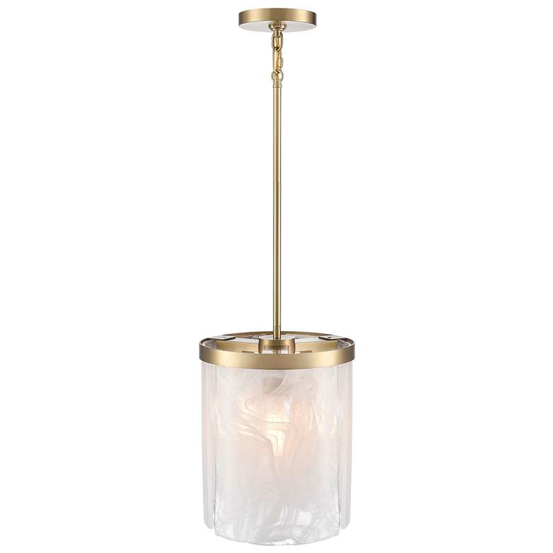 Image 3 Skye 10" Wide 3-Light Brushed Brass Pendant w/ Wispy White Shade more views