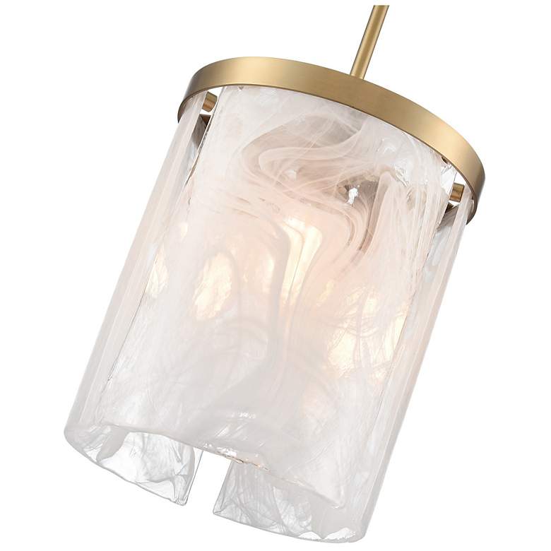 Image 4 Skye 10" Wide 3-Light Brushed Brass Pendant w/ Wispy White Shade more views