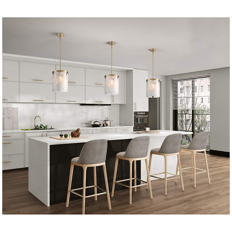 Image 6 Skye 10" Wide 3-Light Brushed Brass Pendant w/ Wispy White Shade more views