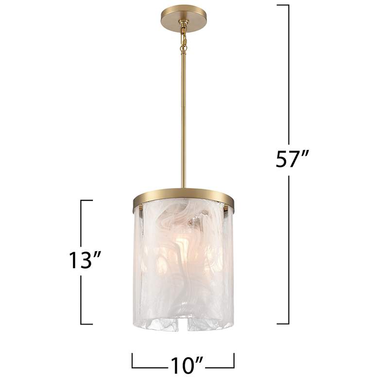 Image 7 Skye 10" Wide 3-Light Brushed Brass Pendant w/ Wispy White Shade more views