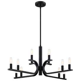 Image1 of Skye 12-Light Matte Black Minimalist Tiered Candle Chandelier