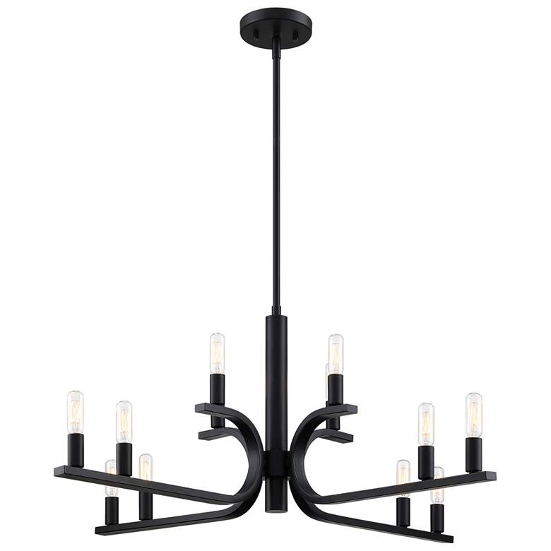 Image 1 Skye 12-Light Matte Black Minimalist Tiered Candle Chandelier