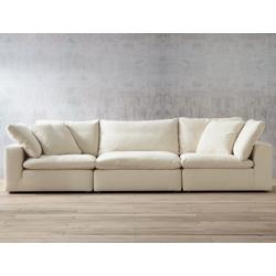 Skye 125&quot;W Classic Natural Linen 3-Piece Modular Sofa