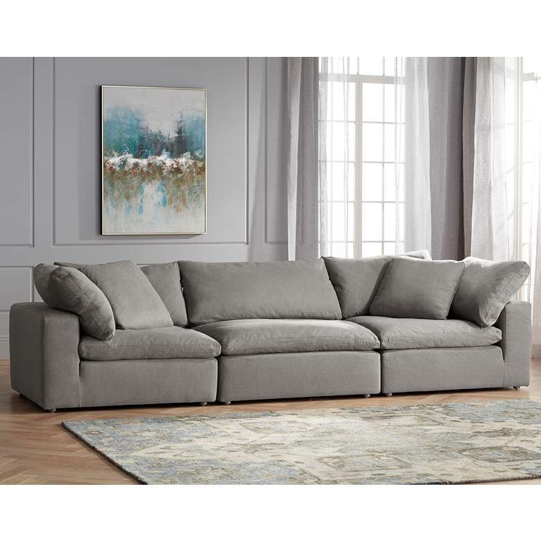 Skye 132&quot; Wide Classic Slate Gray 3-Piece Modular Sofa