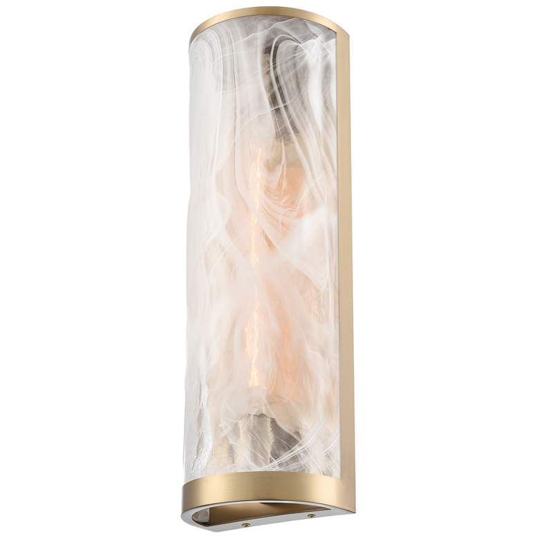 Image 1 Skye 17.99"H 2-Light Brushed Brass Wall Sconce w/ Wispy White Shade