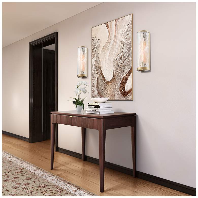 Image 5 Skye 17.99"H 2-Light Brushed Brass Wall Sconce w/ Wispy White Shade more views