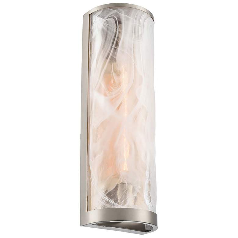 Image 1 Skye 17.99"H 2-Light Brushed Nickel Wall Sconce w/ Wispy White Shade