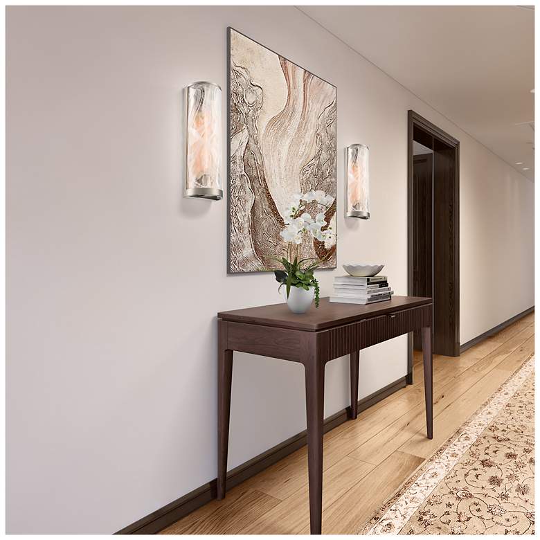 Image 2 Skye 17.99"H 2-Light Brushed Nickel Wall Sconce w/ Wispy White Shade more views
