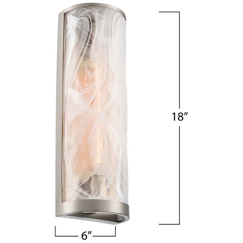 Image 3 Skye 17.99"H 2-Light Brushed Nickel Wall Sconce w/ Wispy White Shade more views