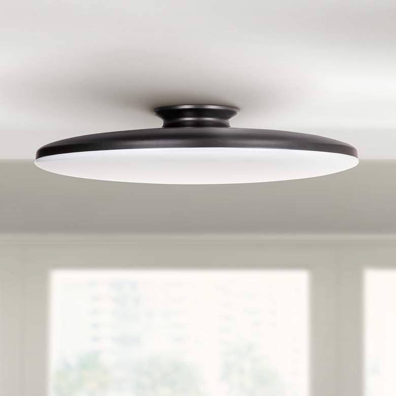 Skye 19&quot; Wide Round Black Metal LED Ceiling Light