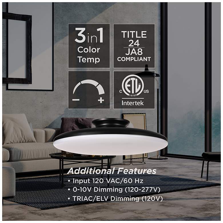 Image 7 Skye 19" Wide Round Black Metal LED Ceiling Light more views