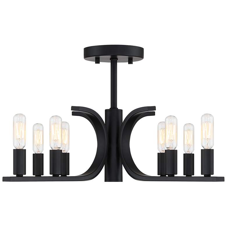 Image 1 Skye 22.75 in. 8-Light Matte Black Minimalist Semi Flush Mount