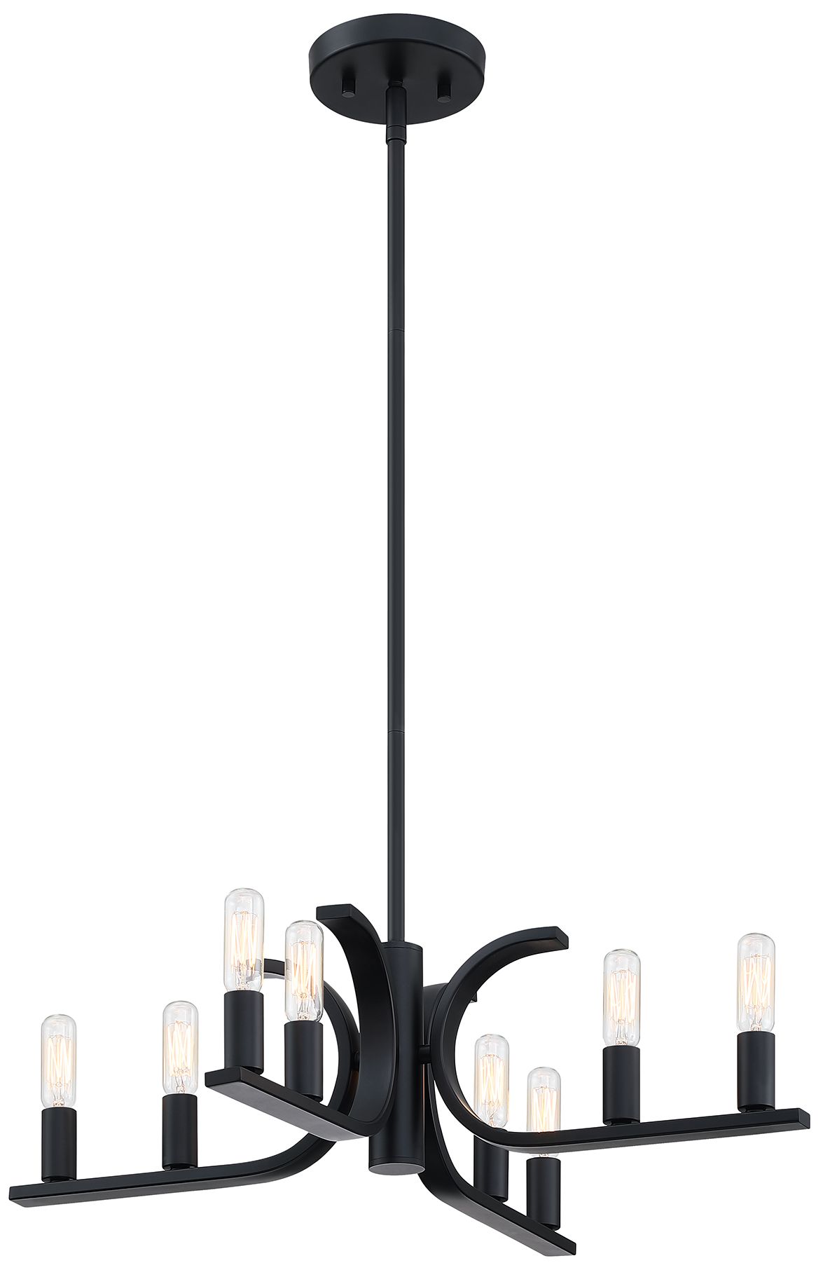 Image 4 Skye 22.75 in. 8-Light Matte Black Minimalist Semi Flush Mount more views