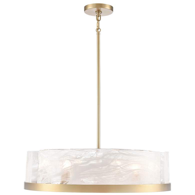 Image 2 Skye 24.02"W 6-Light Brushed Brass Chandelier w/ Wispy White Shade more views