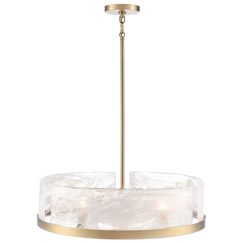 Image 3 Skye 24.02"W 6-Light Brushed Brass Chandelier w/ Wispy White Shade more views