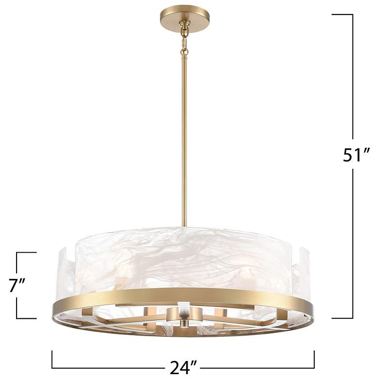 Image 7 Skye 24.02"W 6-Light Brushed Brass Chandelier w/ Wispy White Shade more views