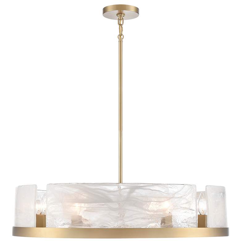 Image 2 Skye 28" Wide 8-Light Brushed Brass Chandelier w/ Wispy White Shade more views