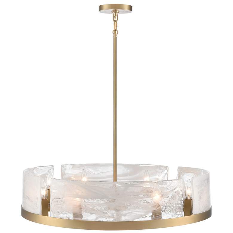Image 3 Skye 28" Wide 8-Light Brushed Brass Chandelier w/ Wispy White Shade more views
