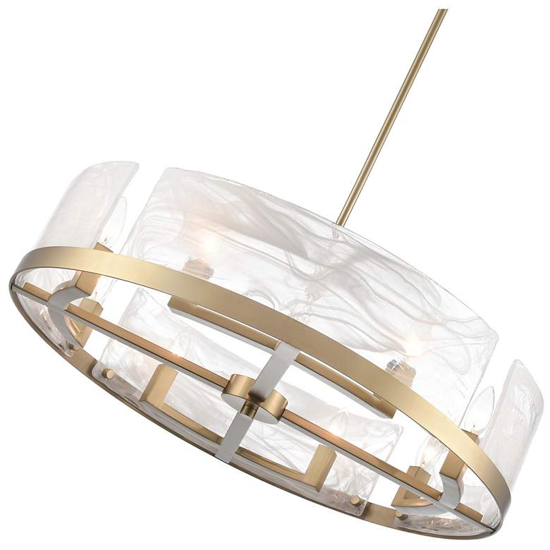Image 4 Skye 28" Wide 8-Light Brushed Brass Chandelier w/ Wispy White Shade more views