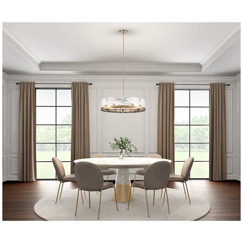 Image 6 Skye 28" Wide 8-Light Brushed Brass Chandelier w/ Wispy White Shade more views