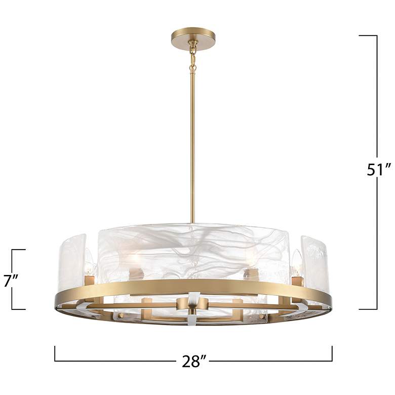 Image 7 Skye 28" Wide 8-Light Brushed Brass Chandelier w/ Wispy White Shade more views