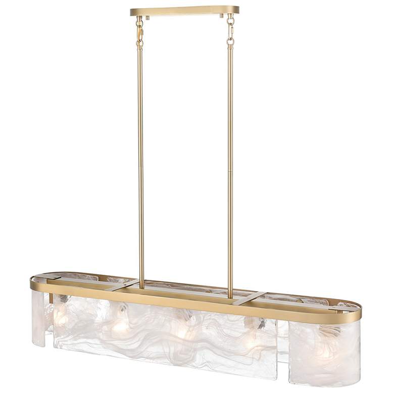 Image 2 Skye 45"W 6-Light Brushed Brass Island-Light w/ Wispy White Shade more views