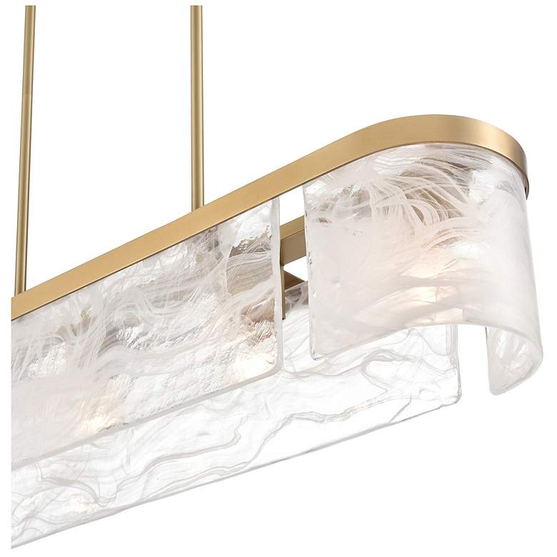 Image 4 Skye 45"W 6-Light Brushed Brass Island-Light w/ Wispy White Shade more views