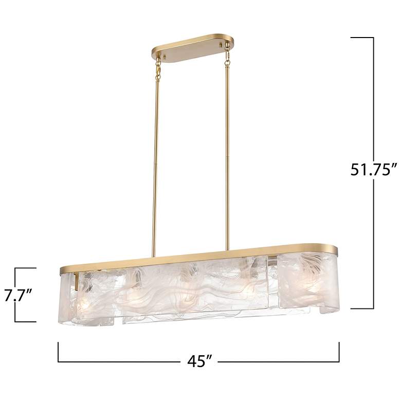 Image 6 Skye 45"W 6-Light Brushed Brass Island-Light w/ Wispy White Shade more views