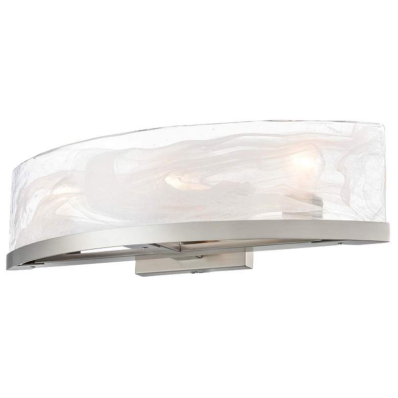 Image 1 Skye 7.01"H 3-Light Nickel Bathroom Vanity w/ Wispy White Shade