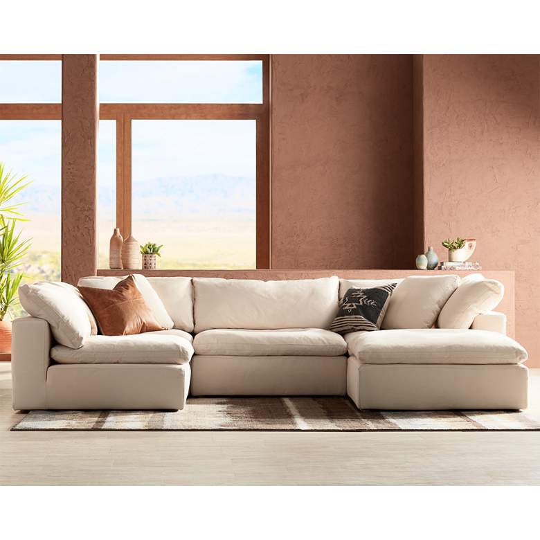 Image 1 Skye Classic Natural Linen 5-Piece Modular with Ottoman