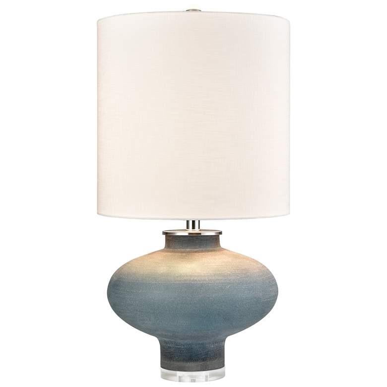 Image 1 Skye Frosted Blue Glass Table Lamp