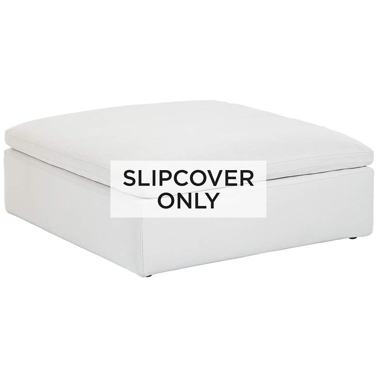 Image 1 Skye Peyton Pearl White Slipcover Ottoman