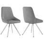 Skye Set of 2 Dining Chairs in Gray Velvet and Stainless Steel