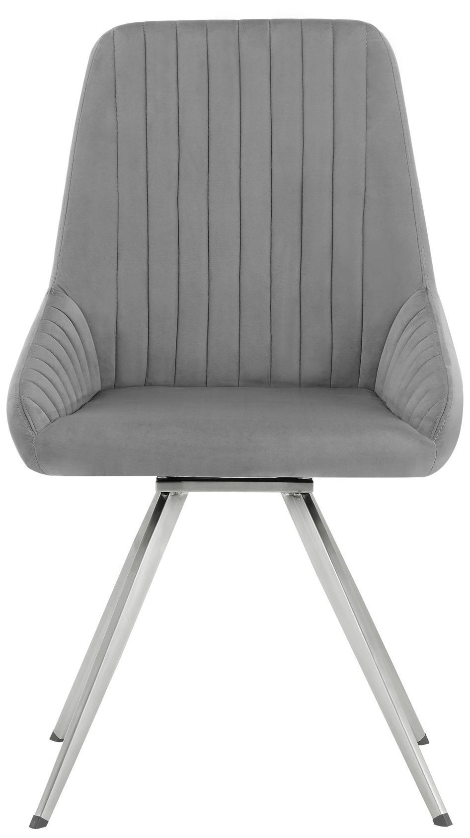 Thumbnail3 of Skye Set of 2 Dining Chairs in Gray Velvet and Stainless Steel more views