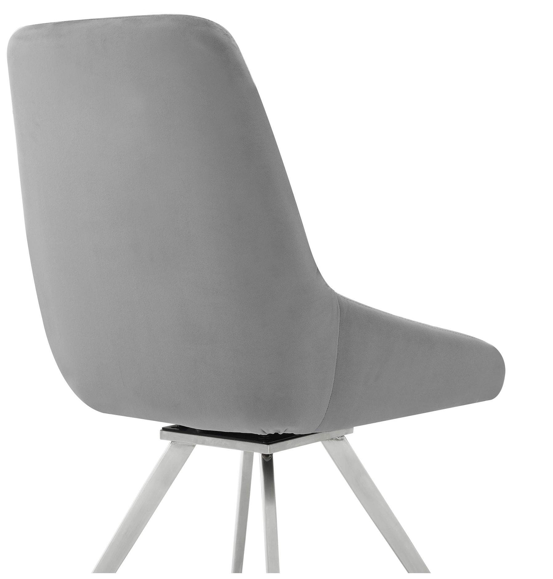 Skye Set of 2 Dining Chairs in Gray Velvet and Stainless Steel