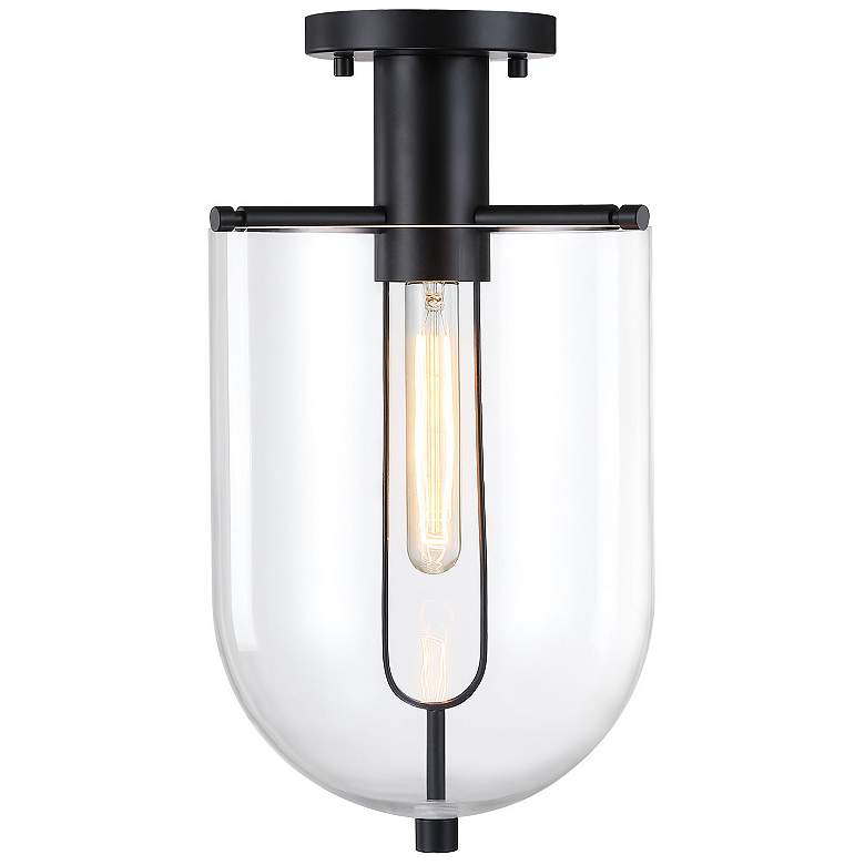 Image 1 Skylar 10 in. Matte Black Transitional Semi-Flush Mount with Glass Shade