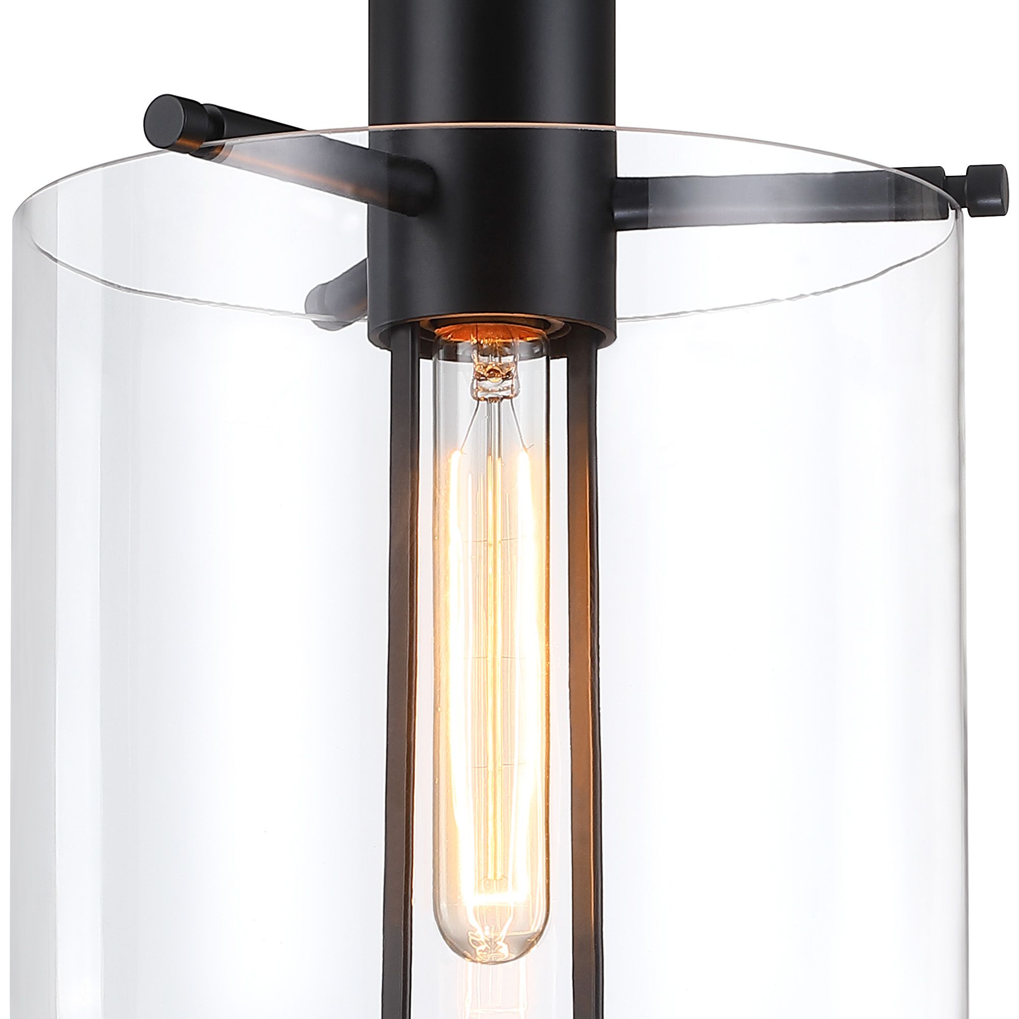 Image 3 Skylar 10 in. Matte Black Transitional Semi-Flush Mount with  Glass Shade more views