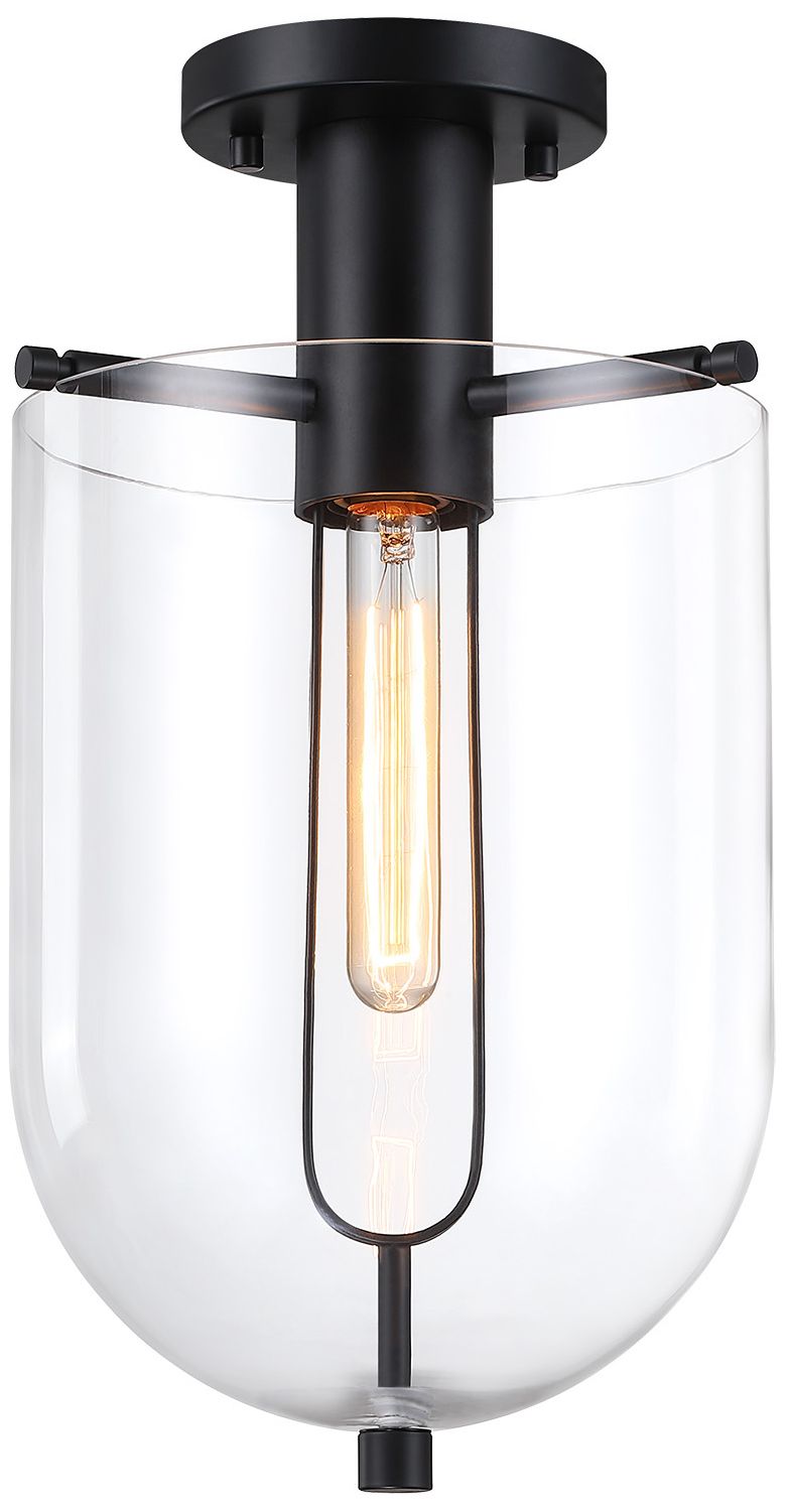 Image 4 Skylar 10 in. Matte Black Transitional Semi-Flush Mount with  Glass Shade more views