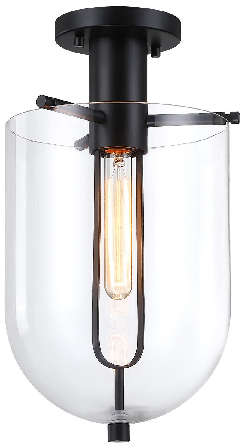 Image 6 Skylar 10 in. Matte Black Transitional Semi-Flush Mount with  Glass Shade more views